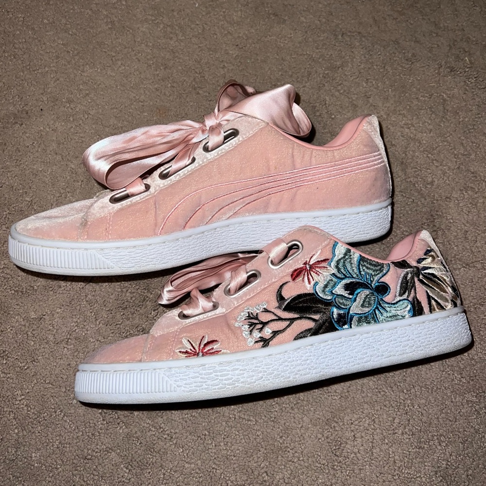 Pink Suede Embroidered PUMAS